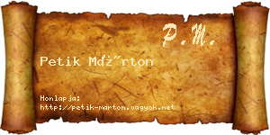 Petik Márton névjegykártya